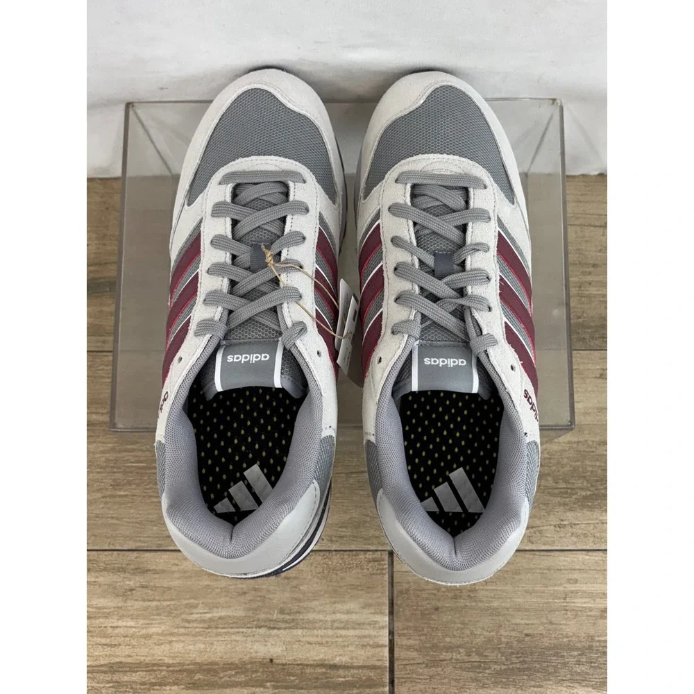 Adidas Men's Sneakers‎ Grey Burgundy White Size 11.5 Running Casual Shoes